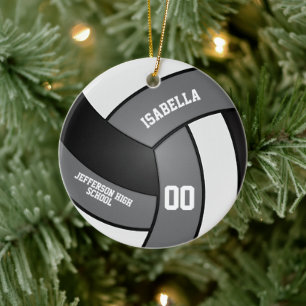 Décoration En Céramique Volley-ball gris, blanc et noir