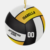 Décoration En Céramique Volley-ball jaune doré, blanc et noir (Devant)