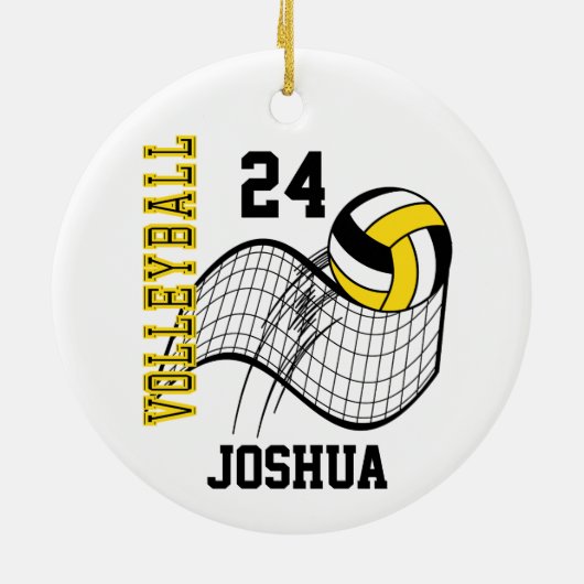 Décoration En Céramique Volley-ball jaune, noir et blanc (Dos)