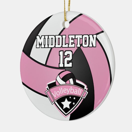 Décoration En Céramique Volley-ball 🏐 rose, blanc et noir (Gauche)