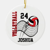 Décoration En Céramique Volley-ball rouge, noir et blanc (Devant)