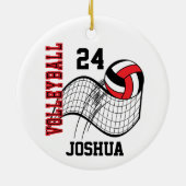 Décoration En Céramique Volley-ball rouge, noir et blanc (Dos)