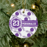 Décoration En Céramique Volley-ball violet | Nom et numéro do-it-yourself<br><div class="desc">Volleyball Ornament - pour personnaliser - cliquez sur la zone "modifier la conception". ⭐ Ce Produit est 100% Personnalisable. Les graphiques et/ou le texte peuvent être ajoutés, supprimés, déplacés, redimensionnés, changés autour, tournés, etc... ... ... ... ... ... ... ... ... ... ... ... ... ... ... ... ... ......</div>