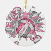 Décoration En Céramique volley volley-ball rose gris (Devant)