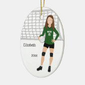 Décoration En Céramique Volleyball Femme Brunette Vert & Noir (Gauche)