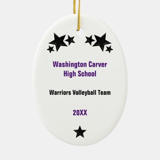 Décoration En Céramique Volleyball Femme Brunette Violet & Noir (Dos)