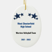 Décoration En Céramique Volleyball Femme Cheveux Brown En Bleu Foncé Noir (Dos)