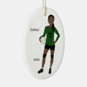 Décoration En Céramique Volleyball fille cheveux noirs vert et noir (Droite)