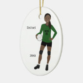 Décoration En Céramique Volleyball fille cheveux noirs vert et noir (Gauche)