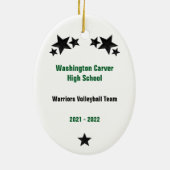 Décoration En Céramique Volleyball fille cheveux noirs vert et noir (Dos)