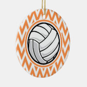 Décoration En Céramique Volleyball ; Orange et Blanc Chevron (Droite)