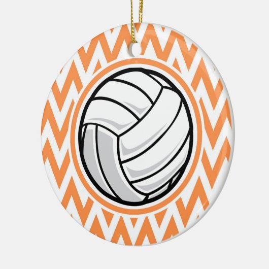 Décoration En Céramique Volleyball ; Orange et Blanc Chevron (Gauche)