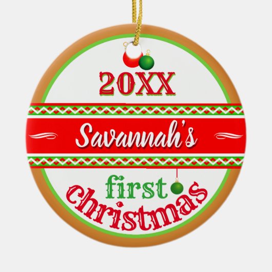 Décoration En Céramique Votre bébé (nom) 1er Noël (Devant)