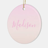 Décoration En Céramique Votre texte | Élégant Script & Soft Blush Pink Omb (Gauche)