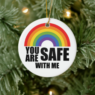 Décoration En Céramique Vous êtes en sécurité avec moi Fierté arc-en-ciel