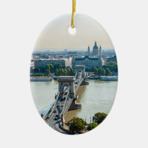 Décoration En Céramique Vue aérienne du Pont des Chaînes - Budapest, Hongr