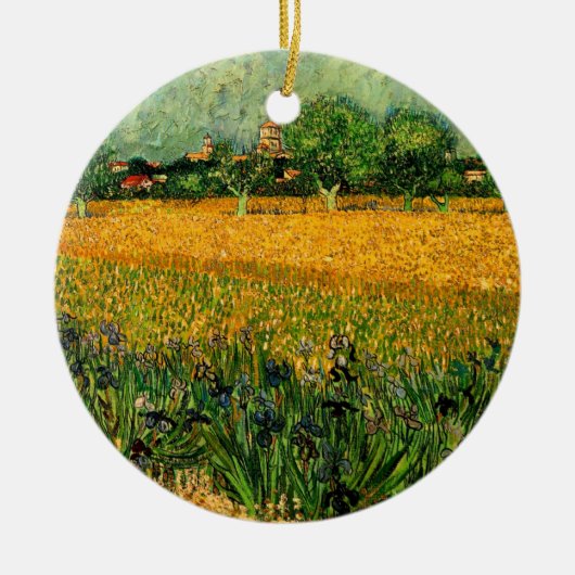 Décoration En Céramique Vue d'Arles avec Irises par Vincent van Gogh (Devant)