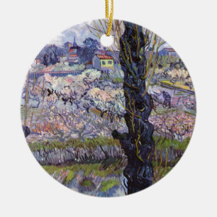 Décoration En Céramique Vue de Van Gogh sur les vergers en fleurs d'Arles