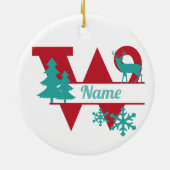 Décoration En Céramique W Monogramme Arbre de Noël initial (Dos)