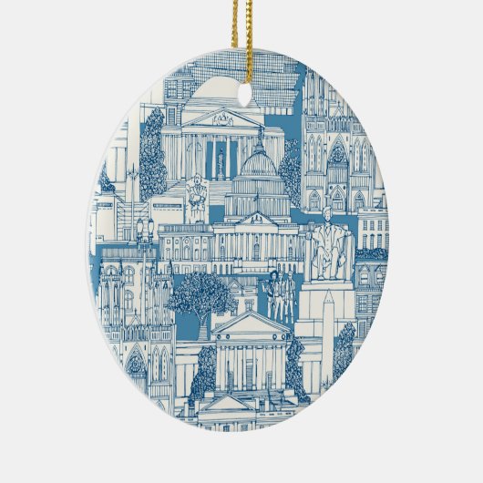 Décoration En Céramique Washington DC toile blue (Droite)