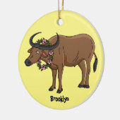 Décoration En Céramique Water buffalo with flowers (Gauche)