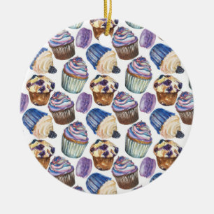 Décoration En Céramique Watercolor cupcakes