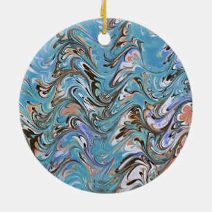 Décoration En Céramique Waves In Blue Acrylic Pour Abstract Art