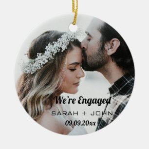 Décoration En Céramique We’re Engaged Photo Personalised Ceramic Ornament