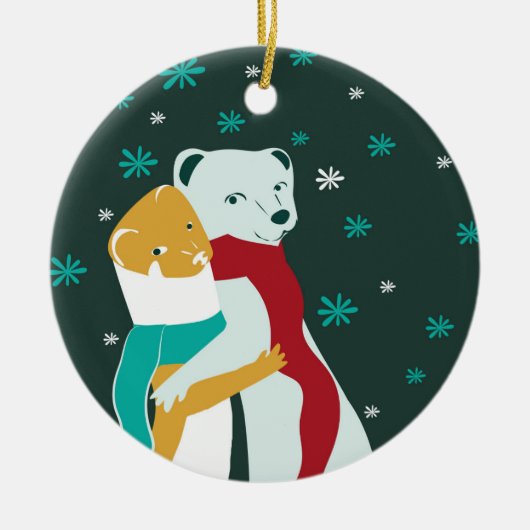 Décoration En Céramique Weasel embrasse en Turquoise Noël (Devant)