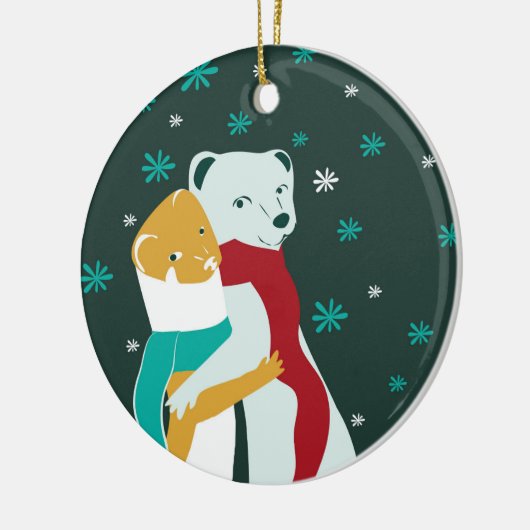 Décoration En Céramique Weasel embrasse en Turquoise Noël (Gauche)