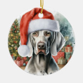 Décoration En Céramique Weimaraner Chien Aquarelle Noël (Devant)