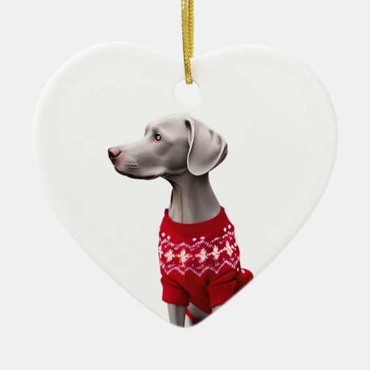 Décoration En Céramique Weimaraner dans le pull de Noël (Devant)