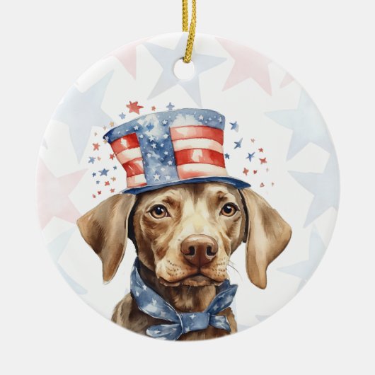 Décoration En Céramique Weimaraner Dog, 4th of july Personalized (Devant)