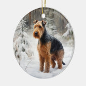 Décoration En Céramique Welsh Terrier Laisser Neige Noël (Gauche)