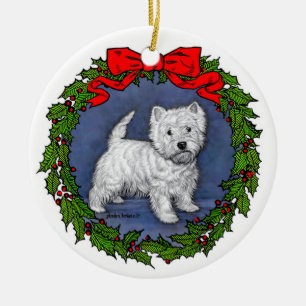 Décoration En Céramique West Highland Terrier Art par Glenda S. Harlan