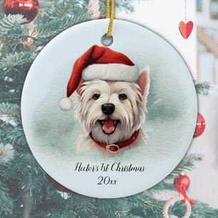 Décoration En Céramique West Highland Terrier Personnalisé Premier Noël