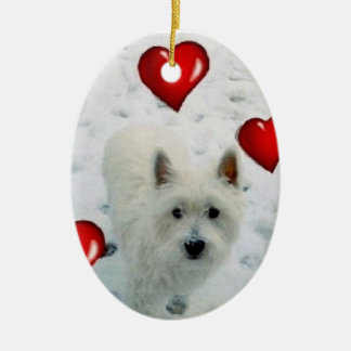 Décoration En Céramique Westie a personnalisé Noël accrochant de