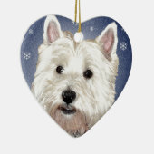 Décoration En Céramique Westie BLEU de NOËL (Droite)