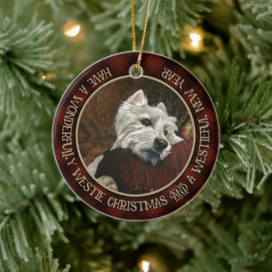 Décoration En Céramique Westie sur canapé