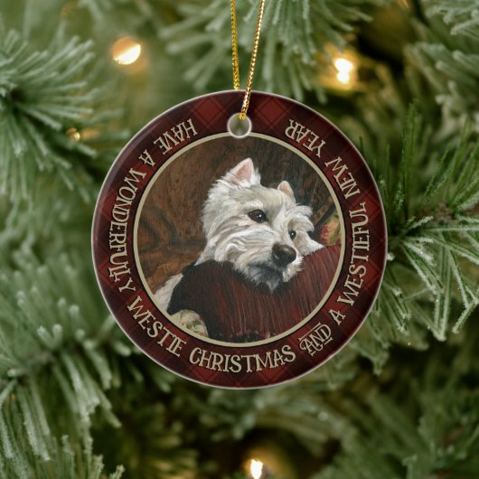 Décoration En Céramique Westie sur canapé (Arbre)