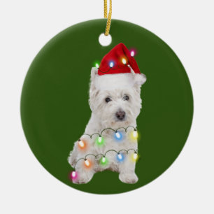 Décoration En Céramique Westie with Christmas Scafés Santa Hat Gift