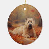 Décoration En Céramique Wheaten Terrier dans les feuilles d'automne automn (Gauche)