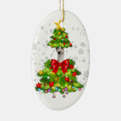 Décoration En Céramique Whippet Père Noël - Lumières des arbres de Noël | (Droite)