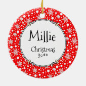 Décoration En Céramique Whippet Wreath & Lights de Noël - Faune et blanc (Dos)