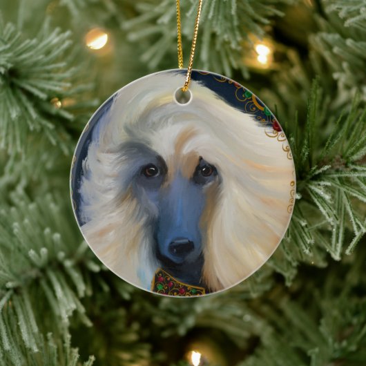 Décoration En Céramique White Afghan Hound (Arbre)