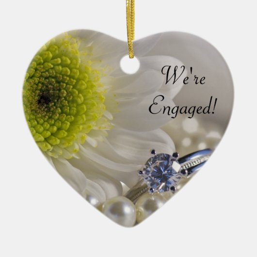 Décoration En Céramique White Daisy et Diamond Ring Nous sommes engagés (Devant)