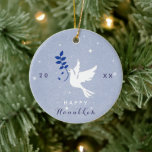 Décoration En Céramique White Dove Happy Hanukkah Year Chrismukkah<br><div class="desc">Decorate your Christmas tree with this cool,  Hanukkah theme ornament! Easily change the text by clicking on the "personalize this template" option.</div>