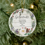 Décoration En Céramique White Rustic Winter Flowers Godparents Christmas<br><div class="desc">Holy Winter Flowers Godparents Christmas Ornament
Can be changed into any text</div>