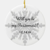 Décoration En Céramique White Winter Snowflake Will You Be My Bridesmaid (Dos)