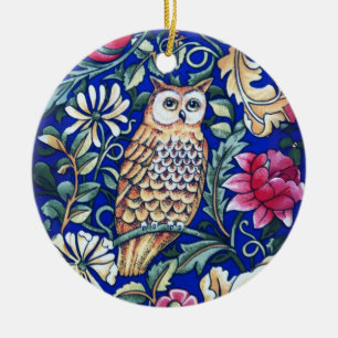 Décoration En Céramique William Morris Owl Tapestry, beige et bleu rond